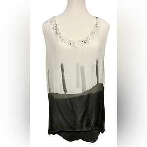NWT Belle France Black and White Sleeveless Top Size XL
